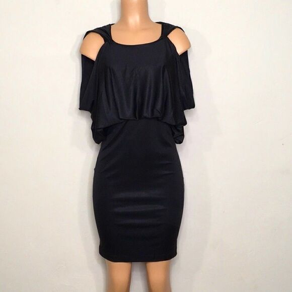 CHARLES HENRY black dress with drape bodice. New - Picture 2 of 9